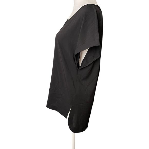 French Connection Medium Blouse Dolman Cap Sleeve Solid Black Top Shirt - Picture 6 of 8